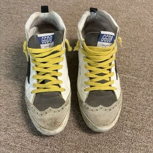 Golden Goose White Yellow Snake Mid Star Sneaker